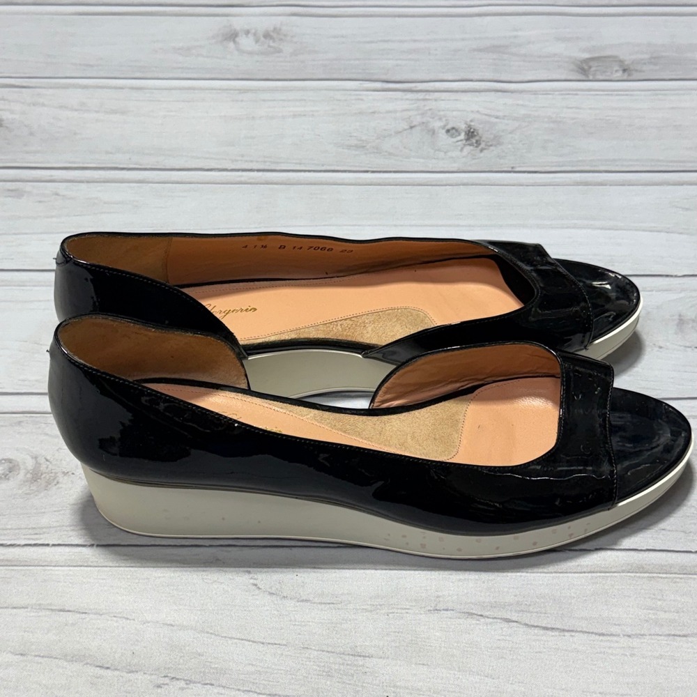 Robert Clergerie Wedge Sandals Women 41.5 US 11 Black Patent Leather France